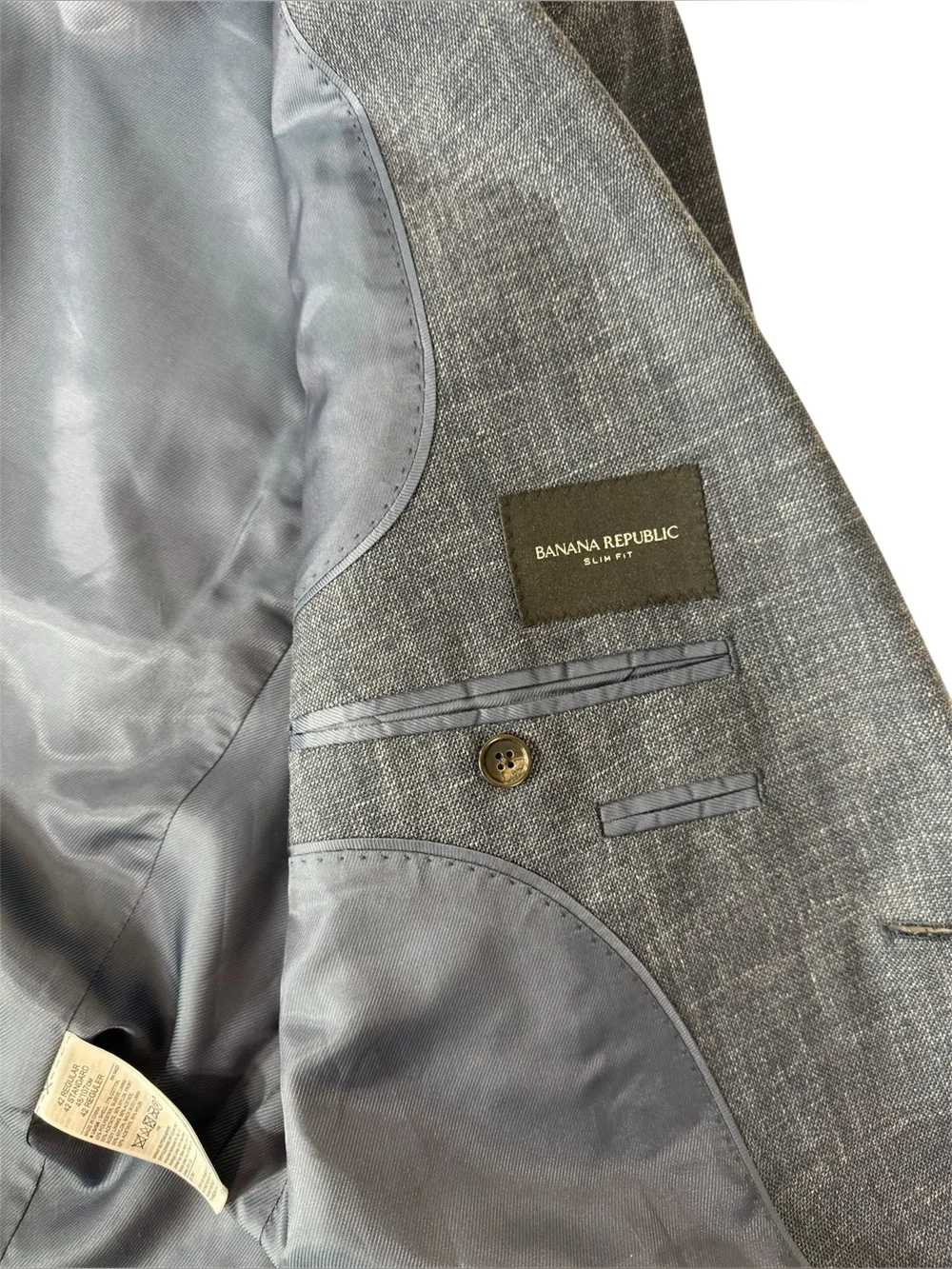 Banana Republic Men’s 42R Blue Slim Stretch Cotton Blazer Jacket Sport Coat